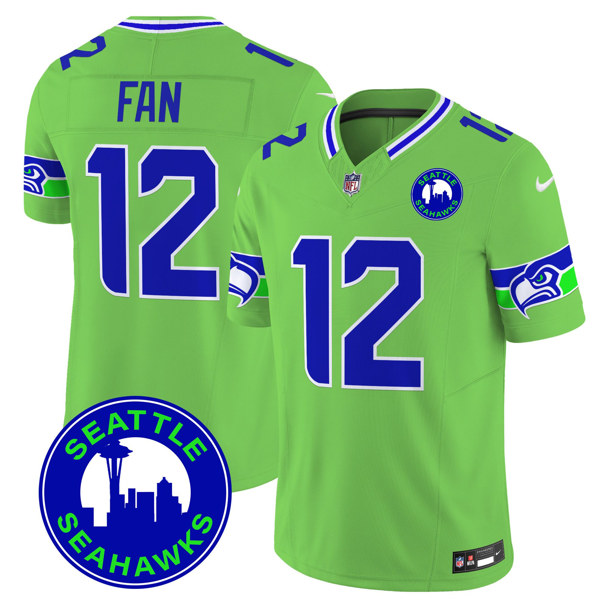 Men Seattle Seahawks 12 Fan Green 2024 Nike City Patch Vapor Limited NFL Jersey